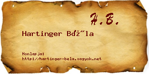 Hartinger Béla névjegykártya